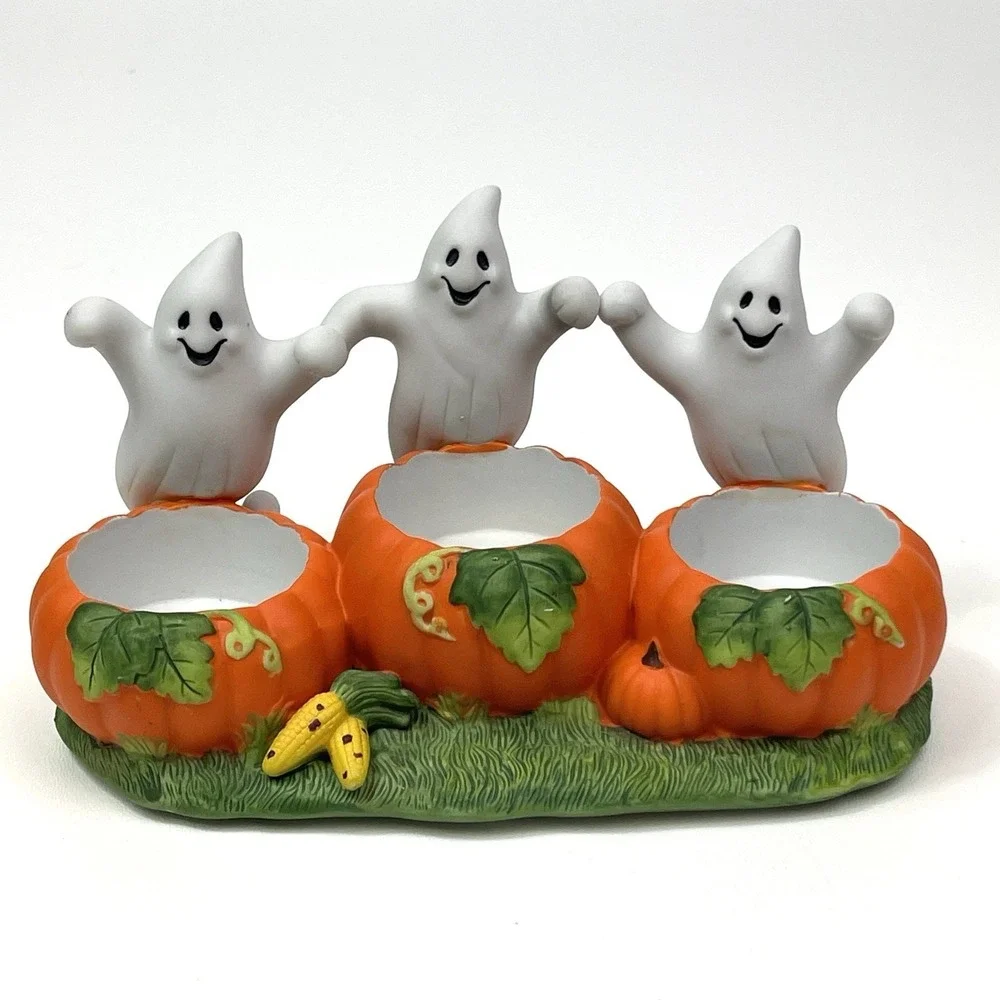 PartyLite‎ Ghost Trio Tealight Holder P7262 Retired Halloween Fall Decor